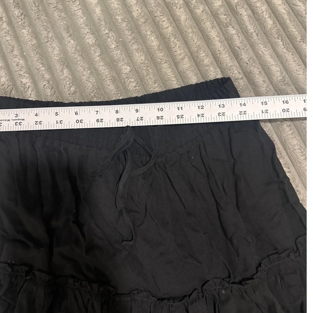 Shinestar Womens Black Tiered Mini Skirt Elastic Waist Ruffle Hem Size Medium